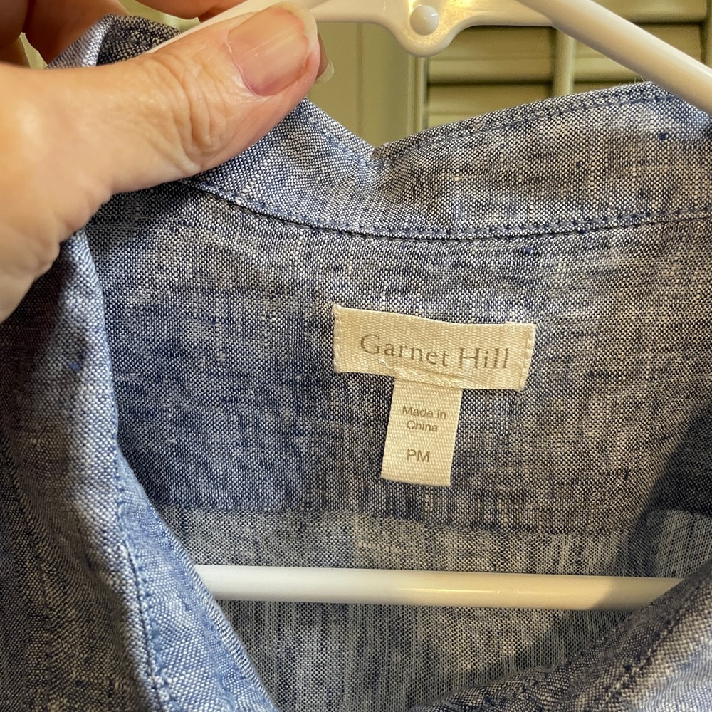 Garnet Hill Chambray Blue Shirt PM - Picture 4 of 5